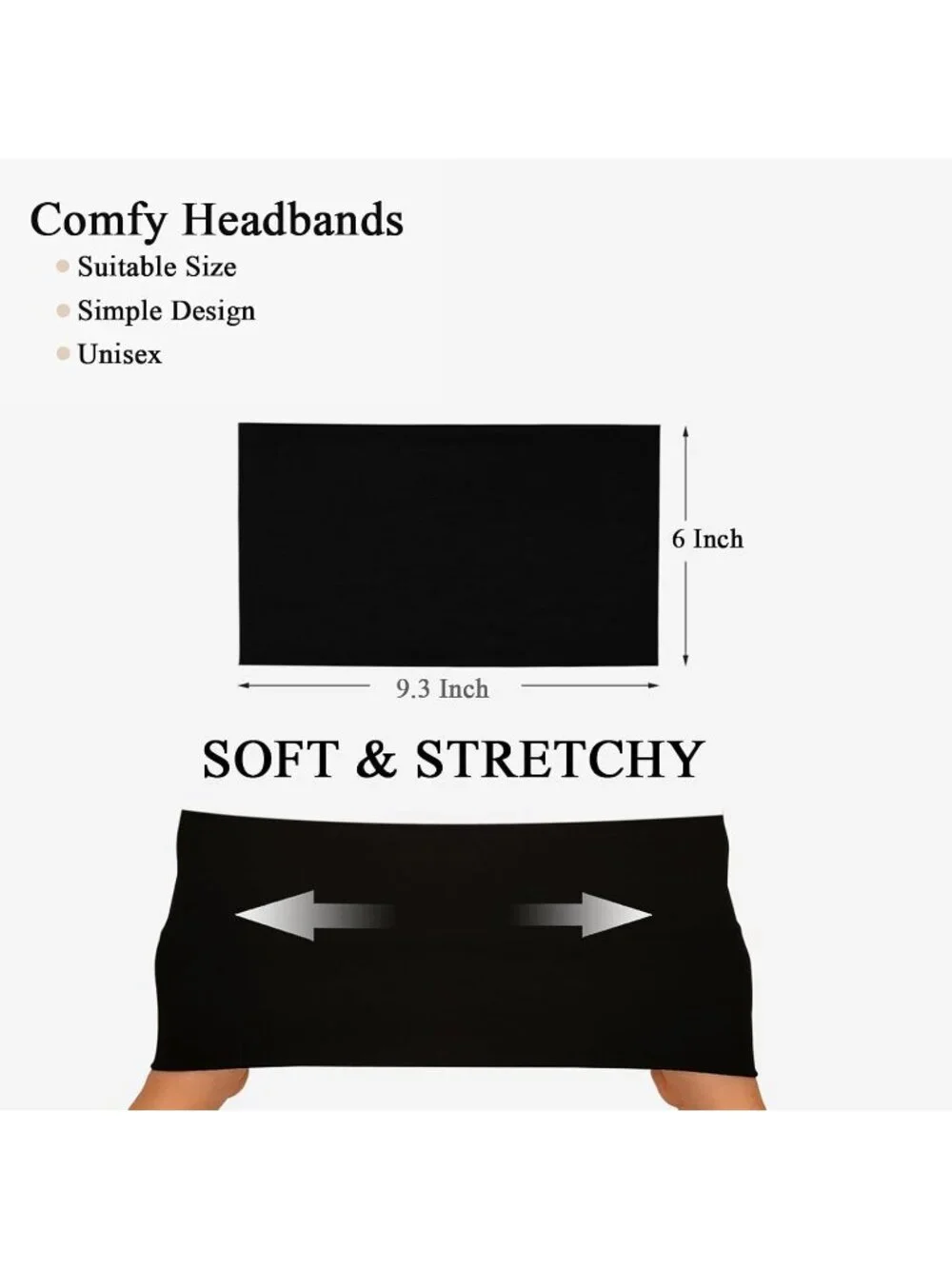 Women Black Gray 6 Pack Stretch Wide Headband Turban Yoga Hairband Accessories
